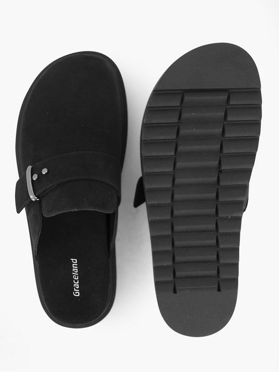 Zwarte platform slipper