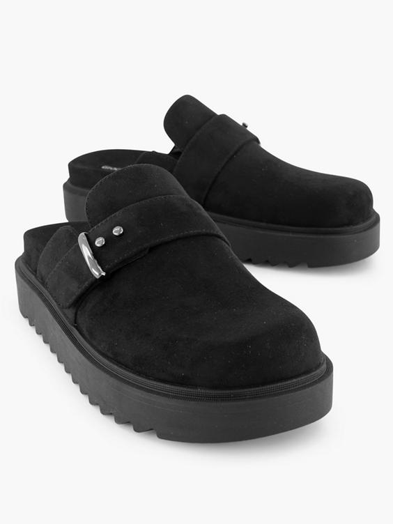 Zwarte platform slipper