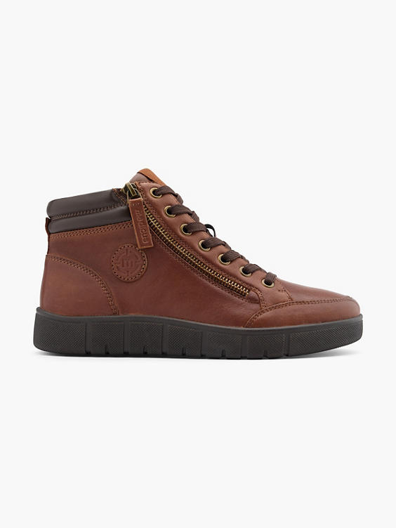 Bruine leren comfort hoge sneaker