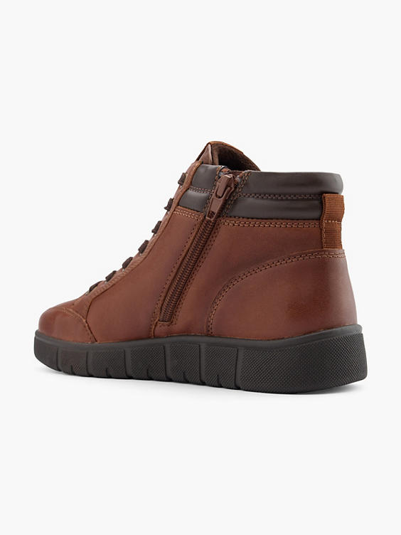 Bruine leren comfort hoge sneaker