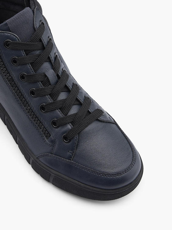 Blauwe comfort leren hoge sneaker