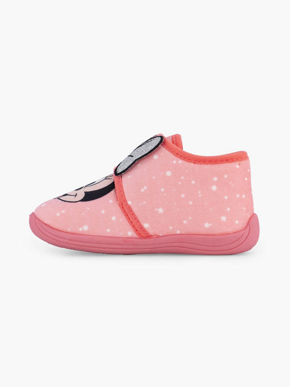 Roze pantoffel klittenband Minnie Mouse