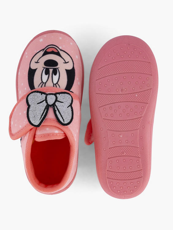 Roze pantoffel klittenband Minnie Mouse