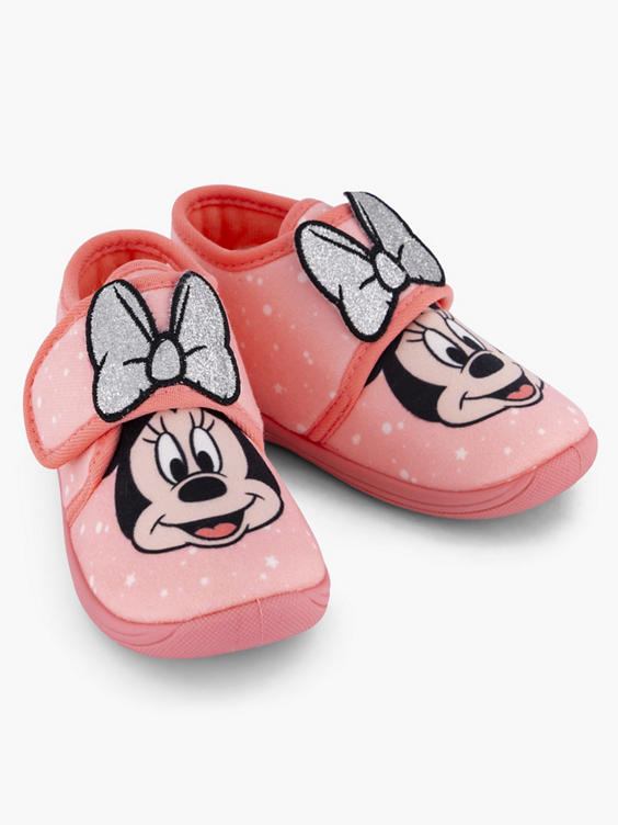 Roze pantoffel klittenband Minnie Mouse