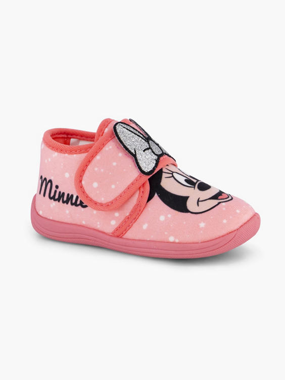 Roze pantoffel klittenband Minnie Mouse