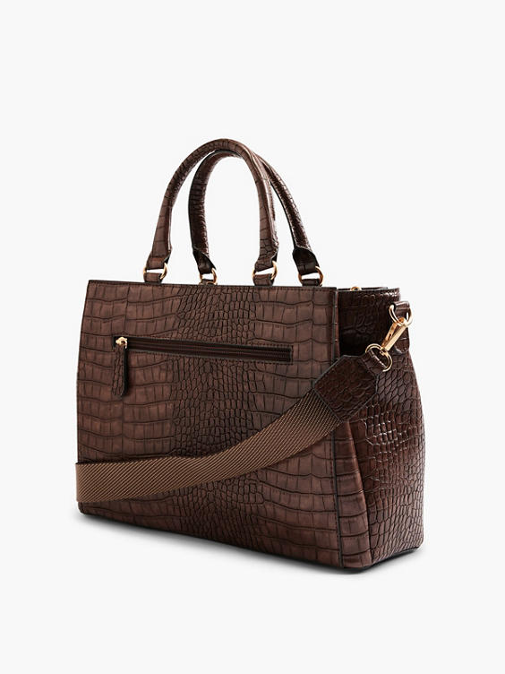 Catwalk Brown Croc Print Tote Bag in Brown DEICHMANN