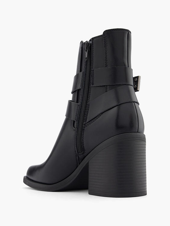 Black heeled biker boots best sale