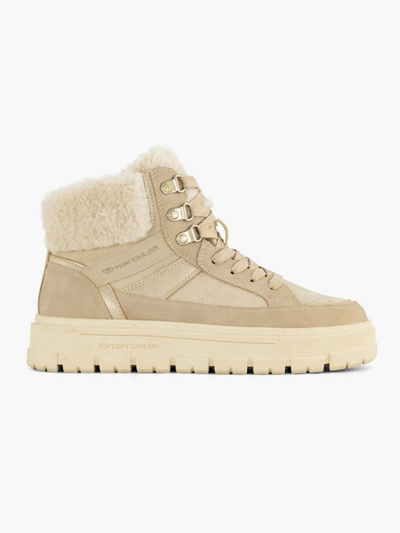 Beige hoge sneaker gevoerd