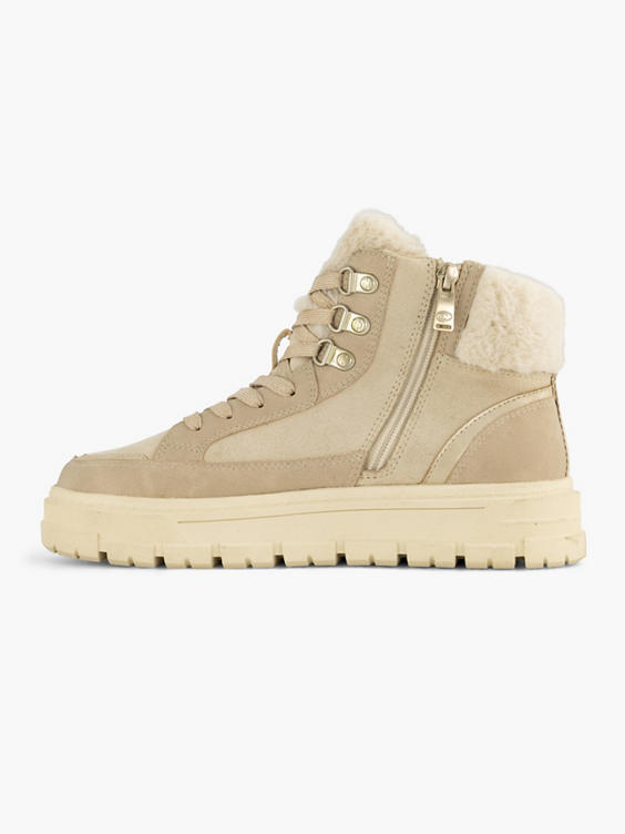 Beige hoge sneaker gevoerd