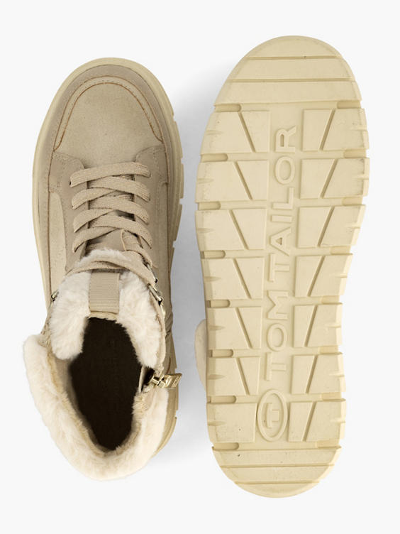 Beige hoge sneaker gevoerd