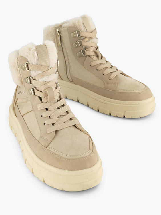 Beige hoge sneaker gevoerd