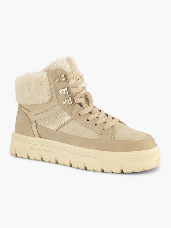 Beige hoge sneaker gevoerd