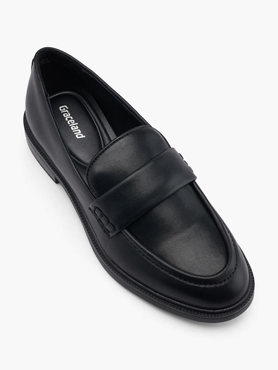 Black Plain Front Loafer