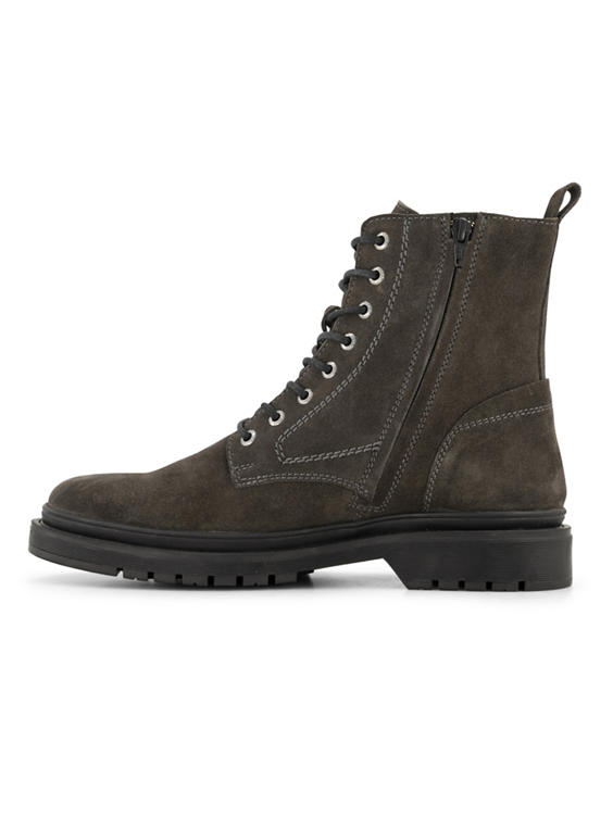 Donkergrijs leren veterboots