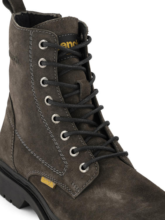 Donkergrijs leren veterboots