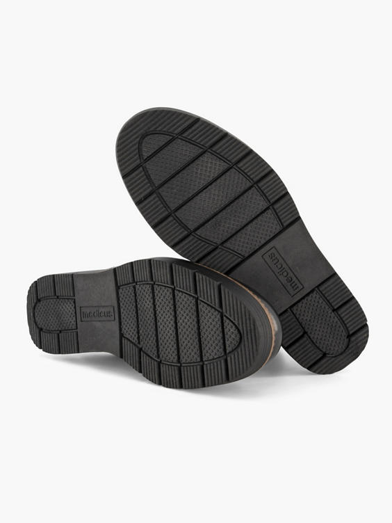 Zwarte leren comfort enkellaars gevoerd