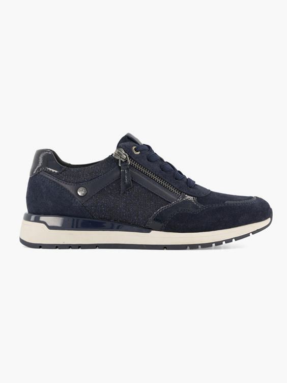 Blauwe leren comfort sneaker