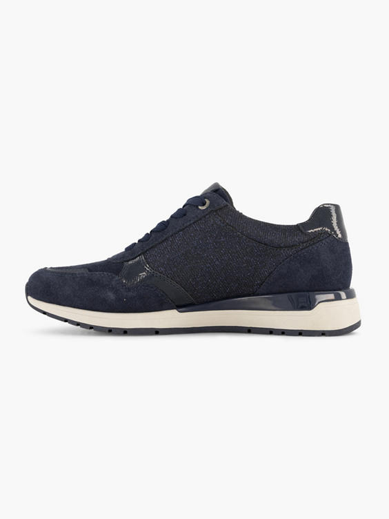 Blauwe leren comfort sneaker