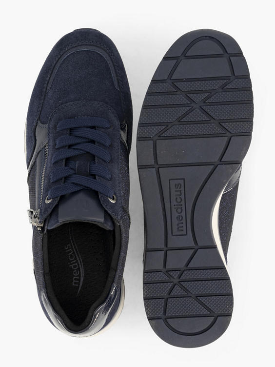 Blauwe leren comfort sneaker