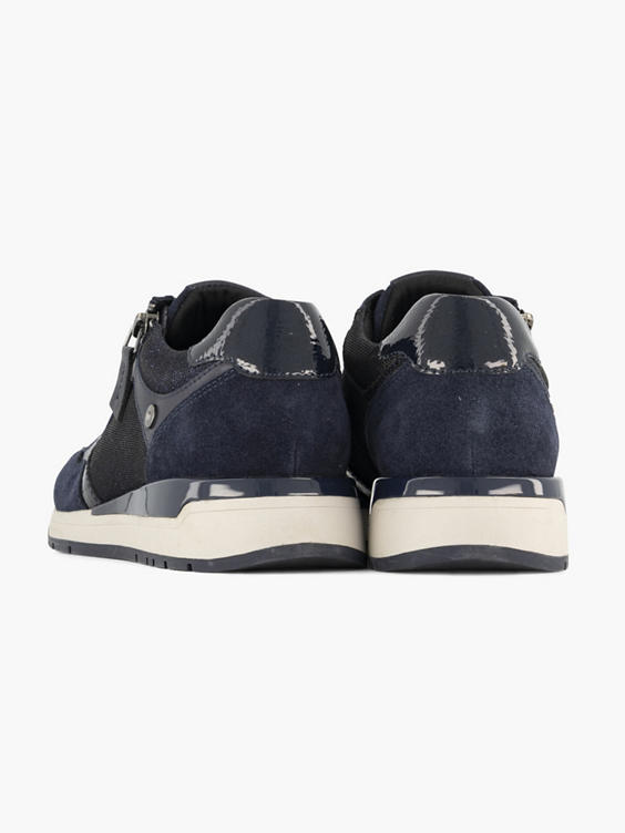 Blauwe leren comfort sneaker