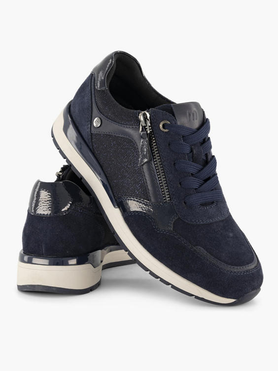 Blauwe leren comfort sneaker