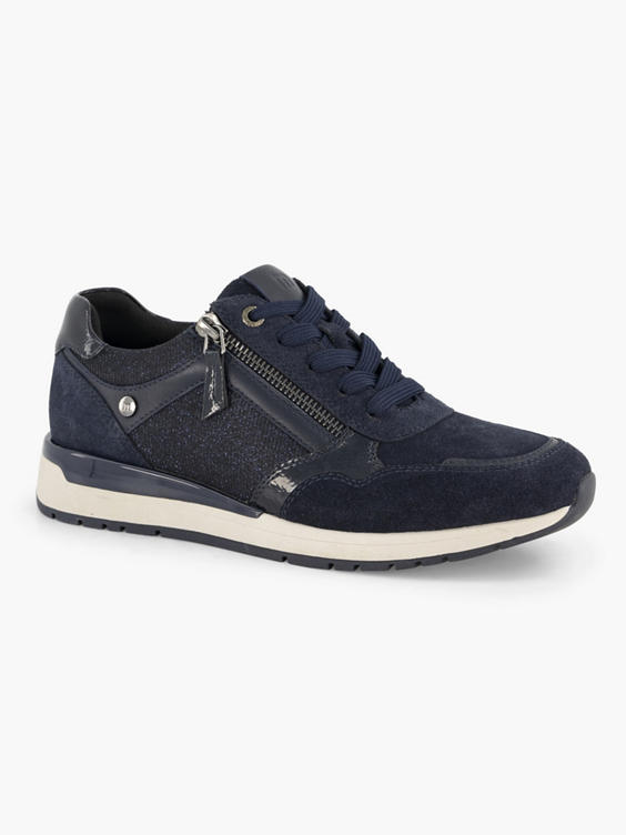 Blauwe leren comfort sneaker