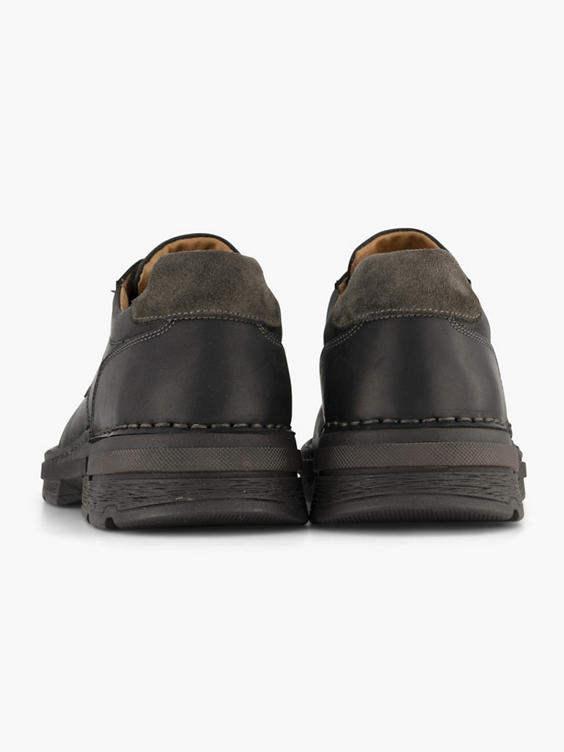 Zwarte leren comfort veterschoen