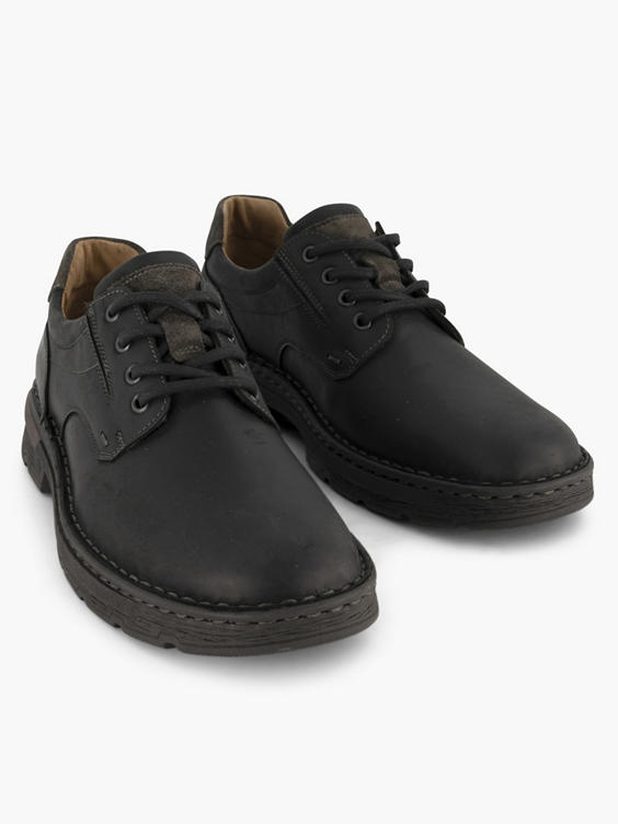 Zwarte leren comfort veterschoen