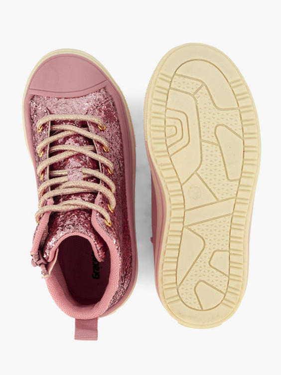 Roze hoge sneaker glitters