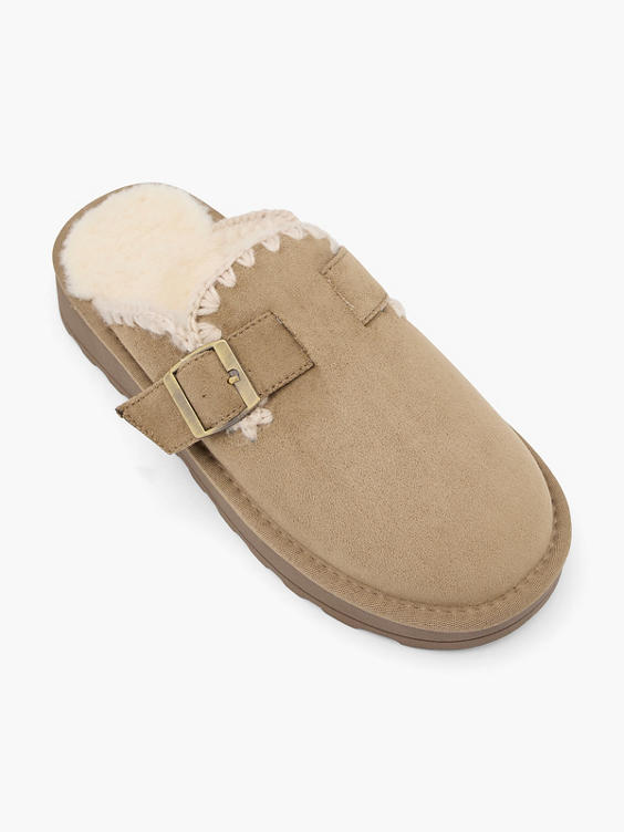 Warm Lined Slip On With Buckle & Stitch Detail 