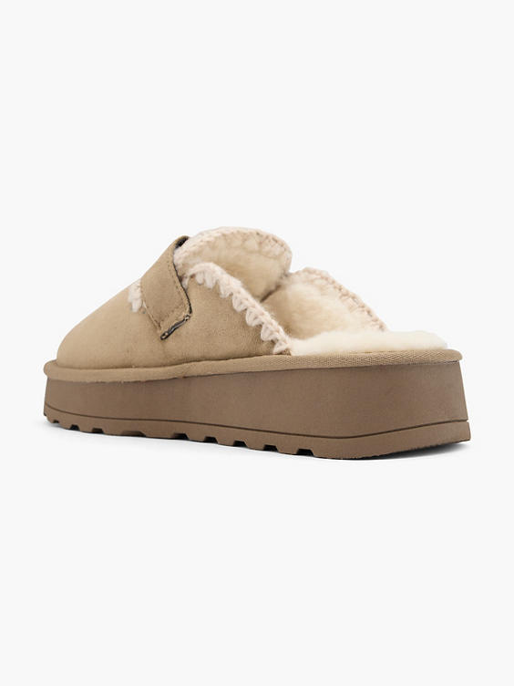 Warm Lined Slip On With Buckle & Stitch Detail 