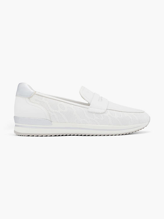 Witte leren comfort instapper