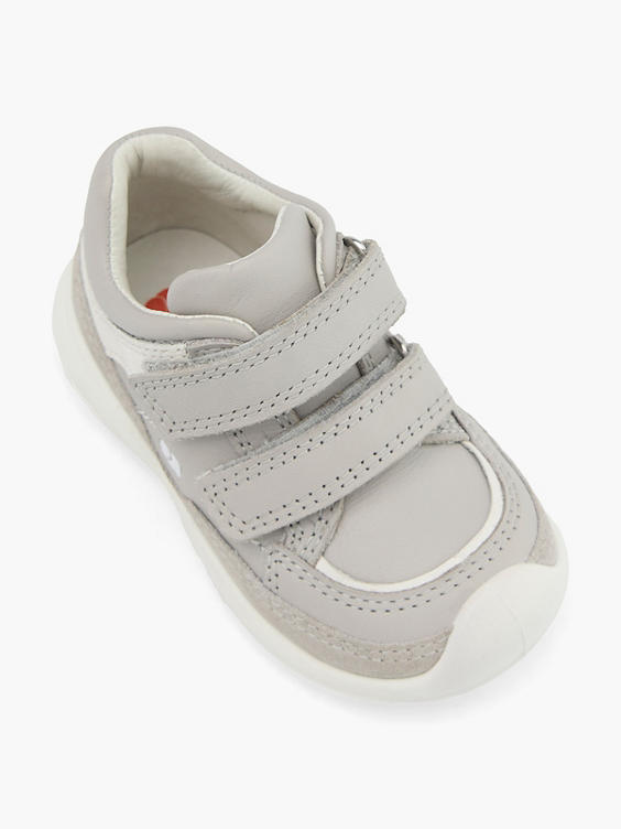 Grijze leren sneaker JEFFIE velcro 