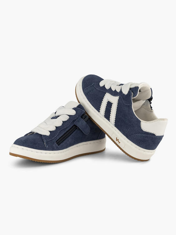 Blauwe leren sneaker