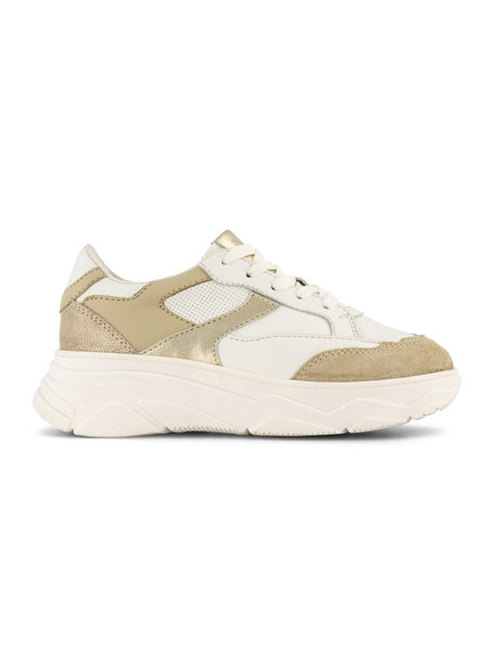 Beige leren chunky sneaker