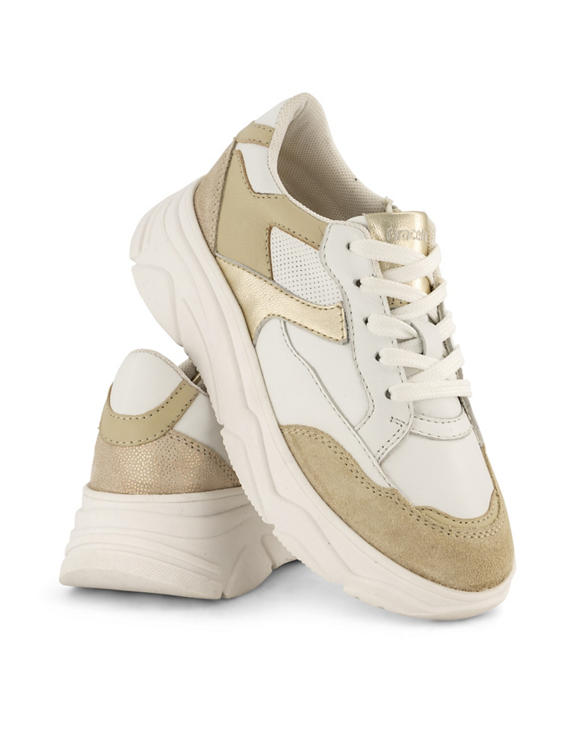 Beige leren chunky sneaker