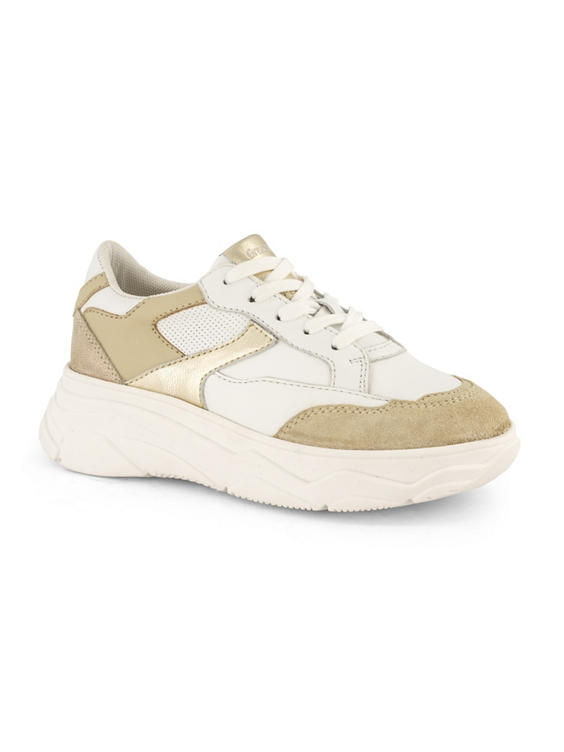 Beige leren chunky sneaker