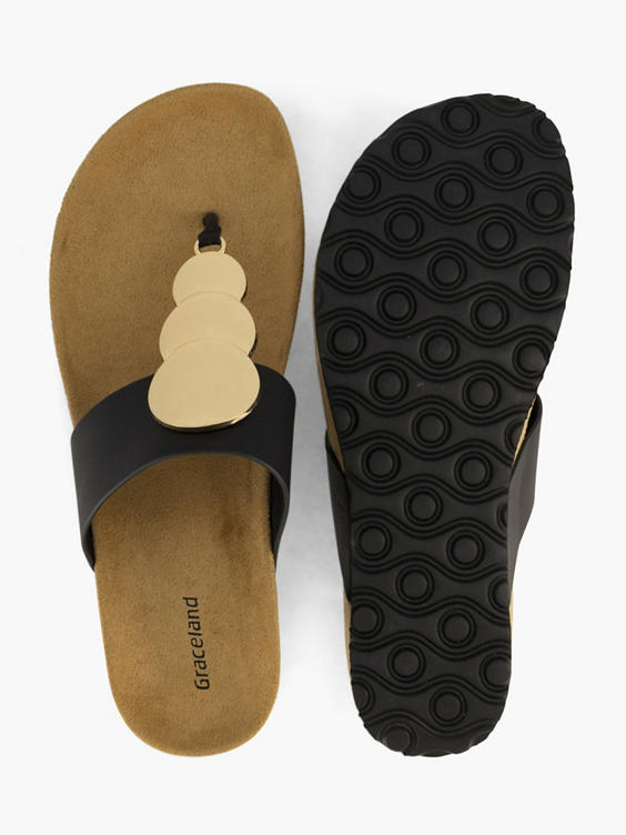 Zwarte teenslipper