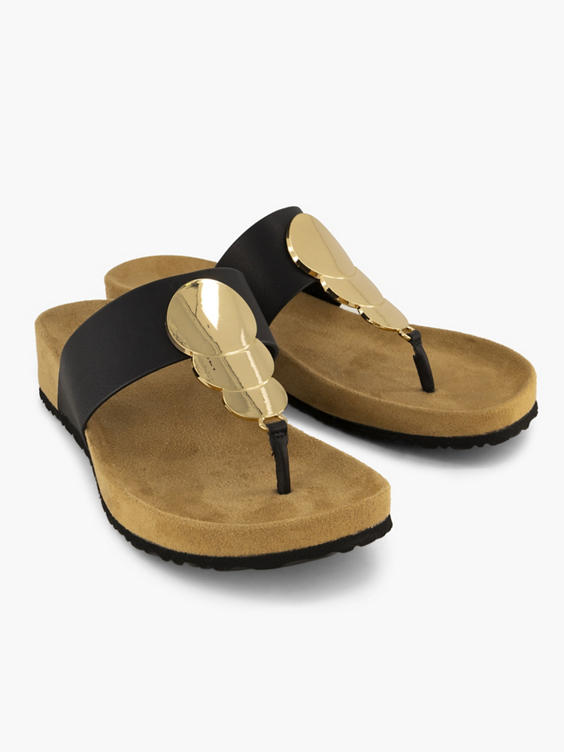 Zwarte teenslipper