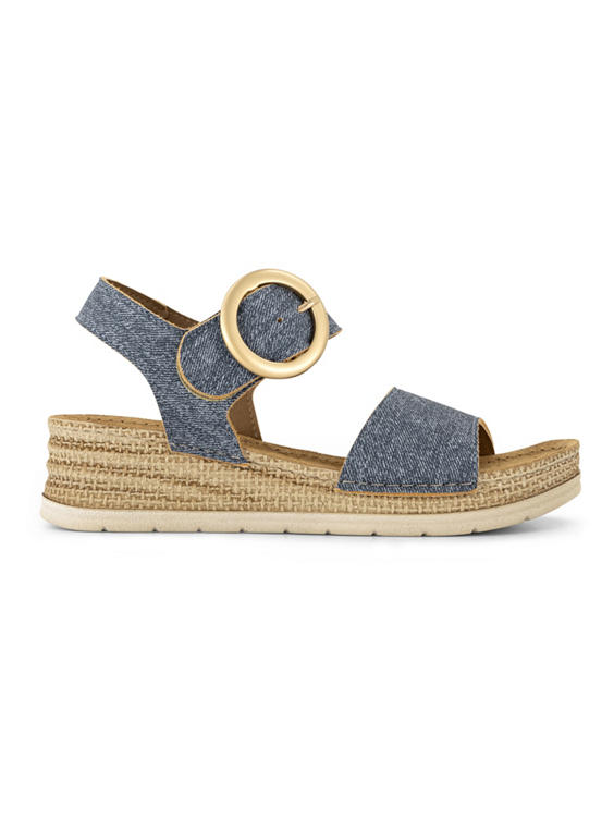 Blauwe comfort sandalette sleehak