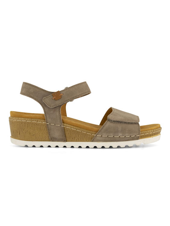 Taupe leren comfort sandalette sleehak