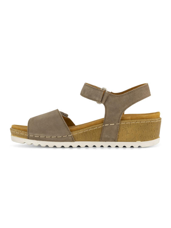 Taupe leren comfort sandalette sleehak