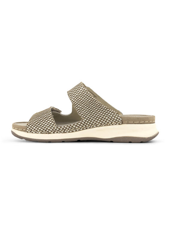 Taupe leren comfort slipper klittenband