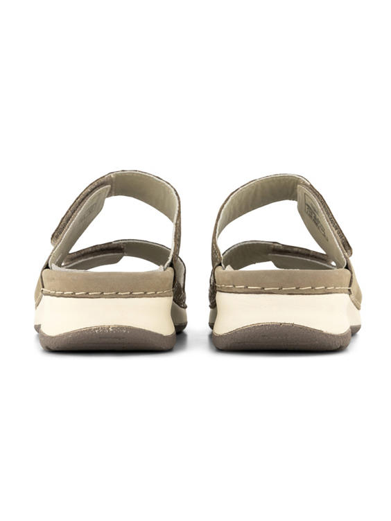 Taupe leren comfort slipper klittenband