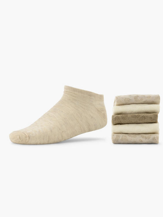 Beige sneakersokken 36-42 5 pak