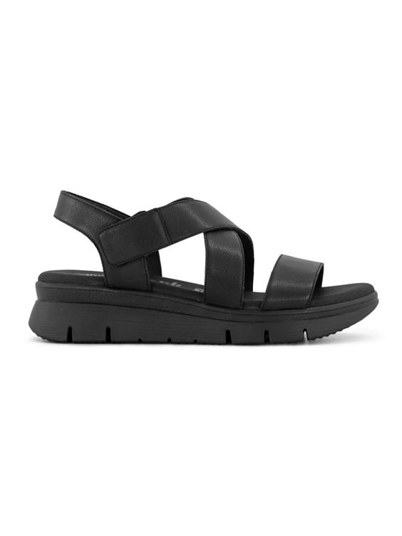 Zwarte leren comfort sandalette sleehak