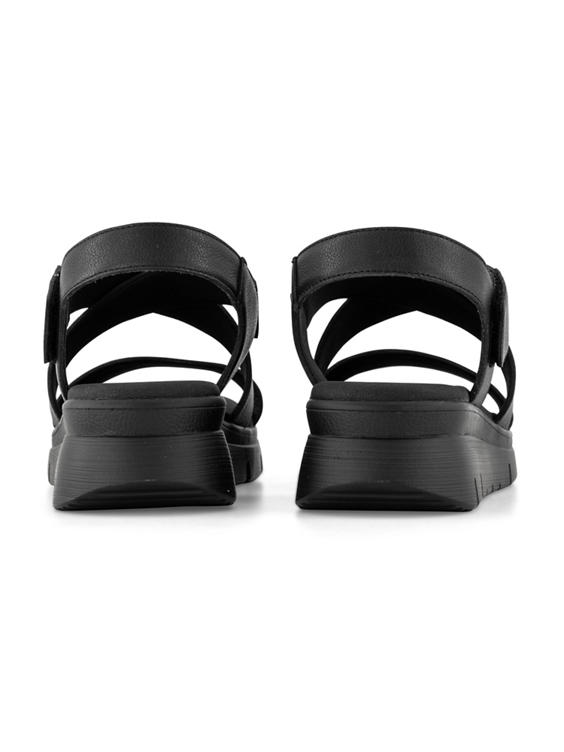 Zwarte leren comfort sandalette sleehak