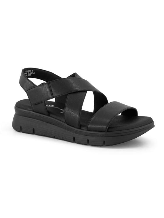 Zwarte leren comfort sandalette sleehak