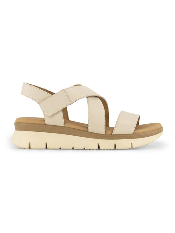 Beige leren comfort sandaal