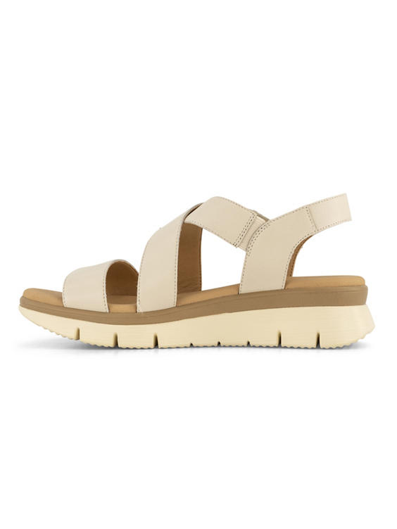 Beige leren comfort sandaal